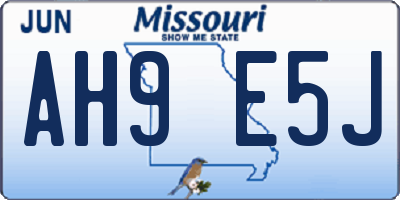 MO license plate AH9E5J