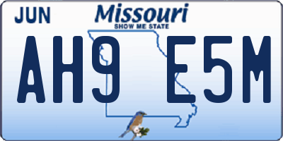 MO license plate AH9E5M