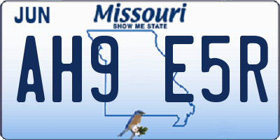MO license plate AH9E5R