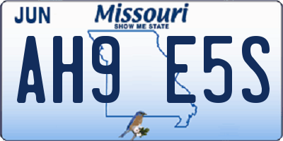 MO license plate AH9E5S