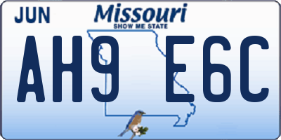 MO license plate AH9E6C