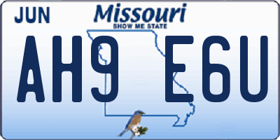 MO license plate AH9E6U