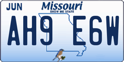 MO license plate AH9E6W