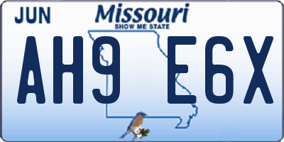 MO license plate AH9E6X
