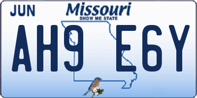 MO license plate AH9E6Y