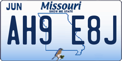 MO license plate AH9E8J