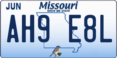 MO license plate AH9E8L