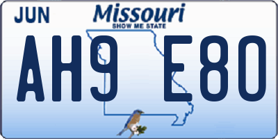 MO license plate AH9E8O