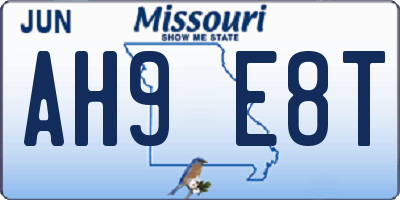 MO license plate AH9E8T