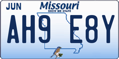MO license plate AH9E8Y