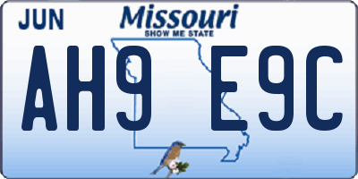 MO license plate AH9E9C