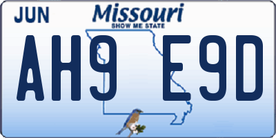 MO license plate AH9E9D