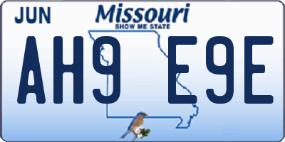 MO license plate AH9E9E