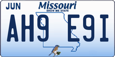 MO license plate AH9E9I