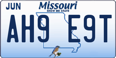 MO license plate AH9E9T