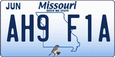 MO license plate AH9F1A