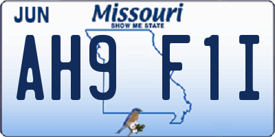 MO license plate AH9F1I