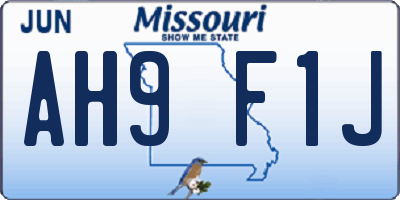 MO license plate AH9F1J