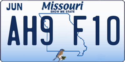 MO license plate AH9F1O