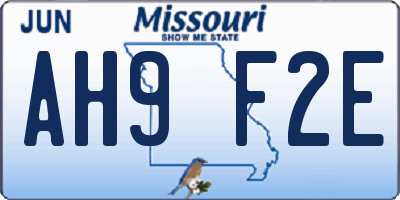 MO license plate AH9F2E
