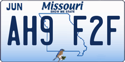 MO license plate AH9F2F