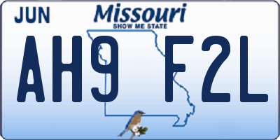 MO license plate AH9F2L