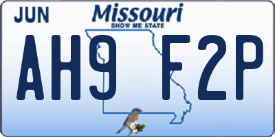 MO license plate AH9F2P