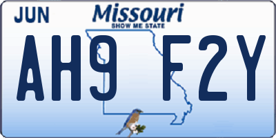MO license plate AH9F2Y