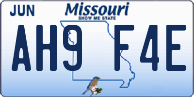 MO license plate AH9F4E