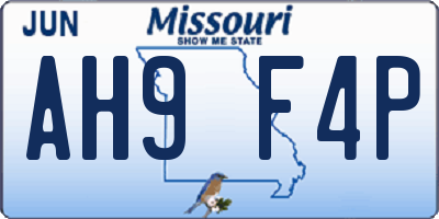 MO license plate AH9F4P