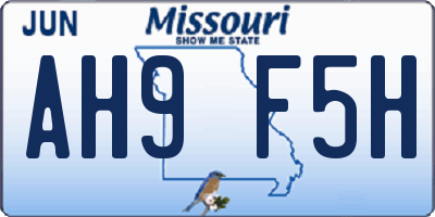 MO license plate AH9F5H