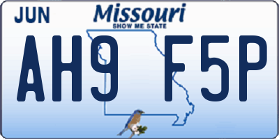 MO license plate AH9F5P