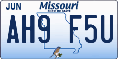MO license plate AH9F5U