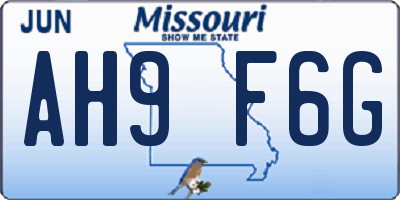 MO license plate AH9F6G