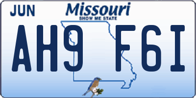 MO license plate AH9F6I