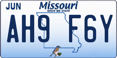 MO license plate AH9F6Y