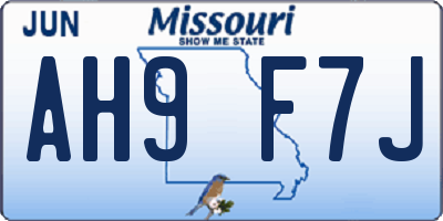 MO license plate AH9F7J