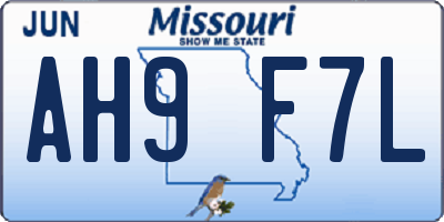 MO license plate AH9F7L