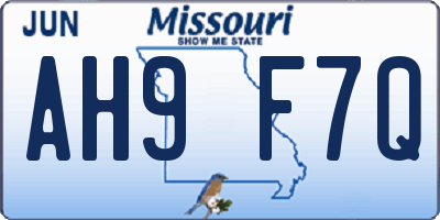 MO license plate AH9F7Q