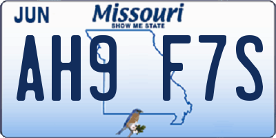 MO license plate AH9F7S