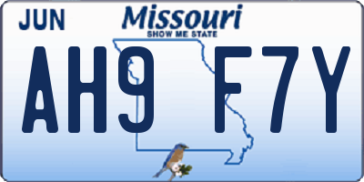 MO license plate AH9F7Y