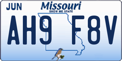MO license plate AH9F8V
