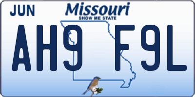 MO license plate AH9F9L