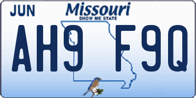 MO license plate AH9F9Q