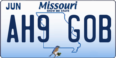 MO license plate AH9G0B