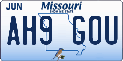 MO license plate AH9G0U