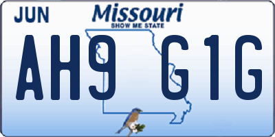 MO license plate AH9G1G