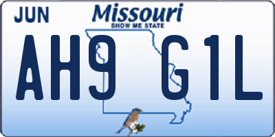 MO license plate AH9G1L