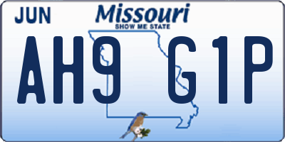 MO license plate AH9G1P