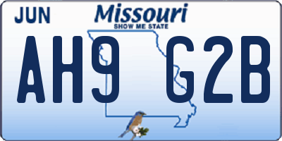 MO license plate AH9G2B
